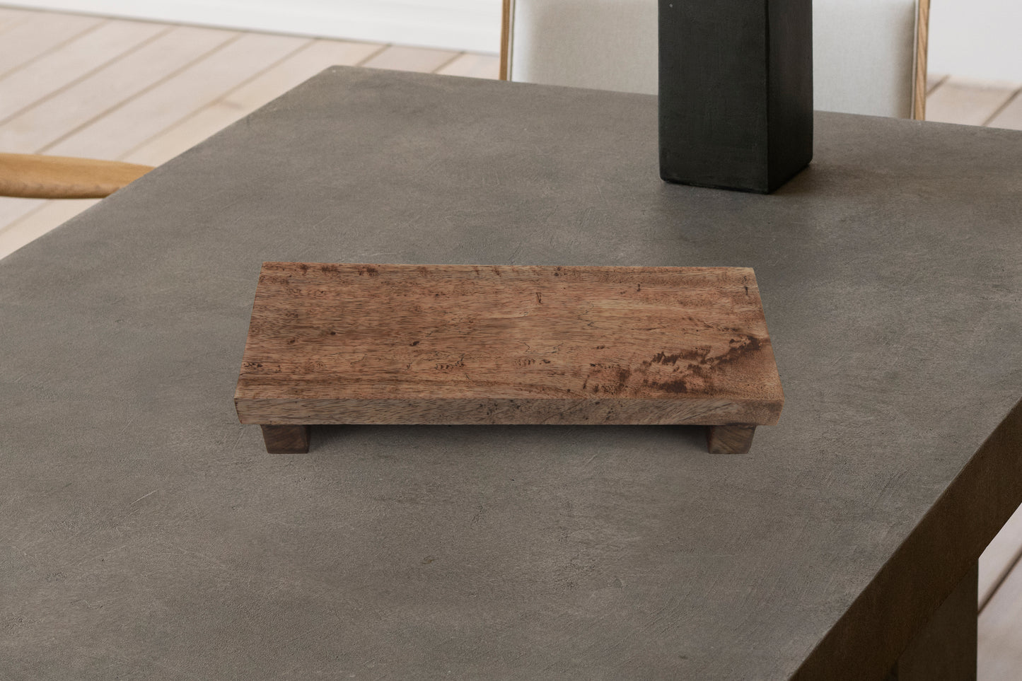 Wooden Handmade Rectangle Pedestal Tray - Natural