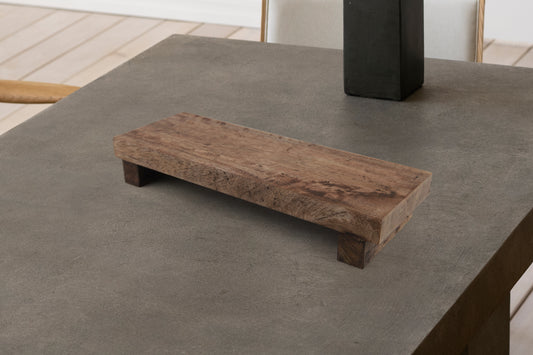 Wooden Handmade Rectangle Pedestal Tray - Natural