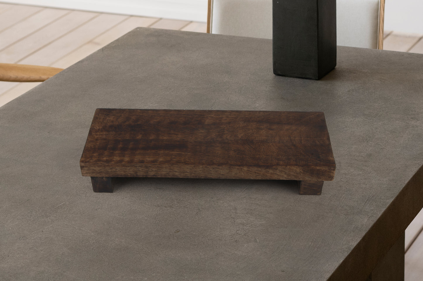 Wooden Handmade Rectangle Pedestal Tray - Walnut