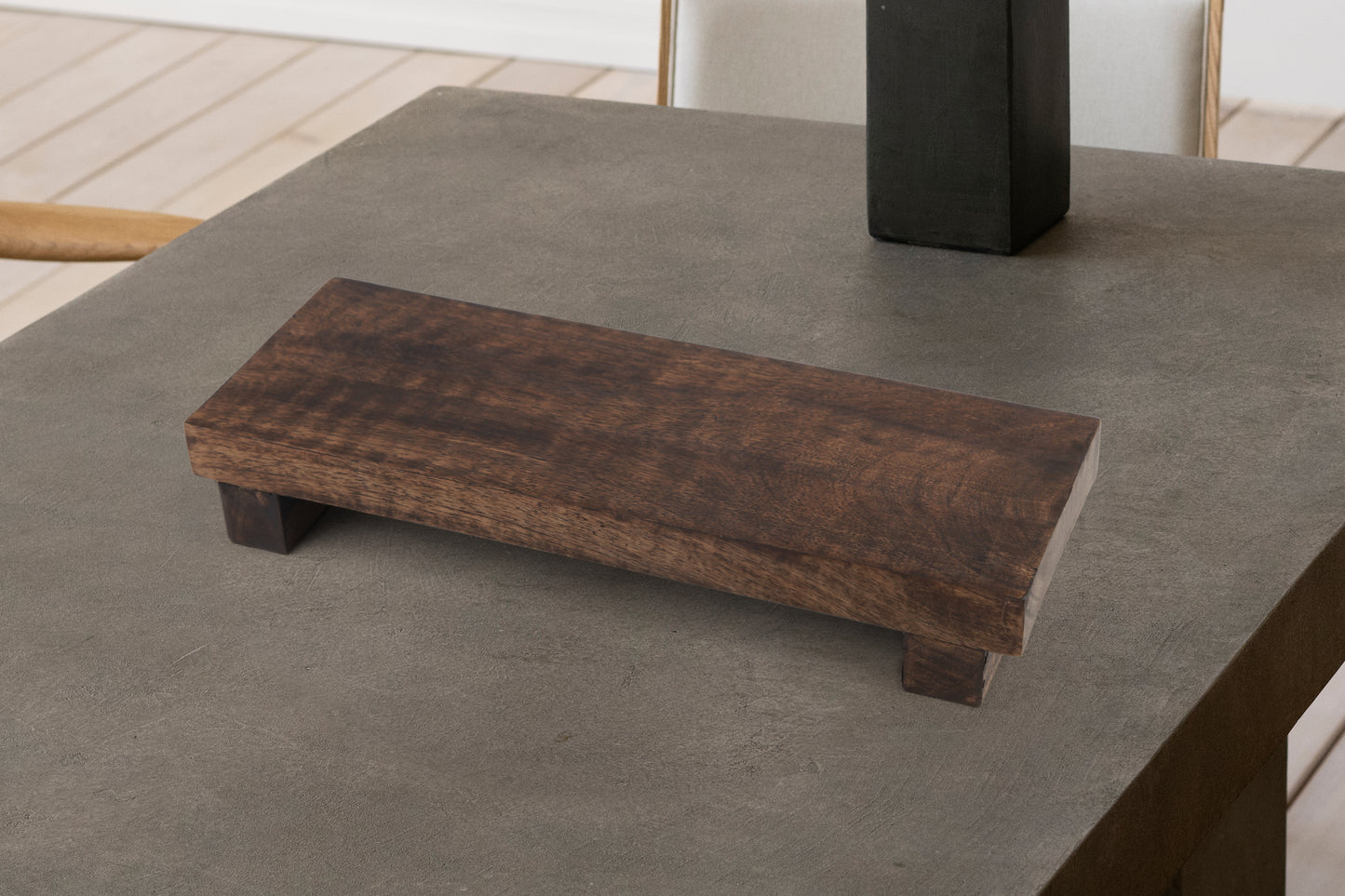 Wooden Handmade Rectangle Pedestal Tray - Walnut