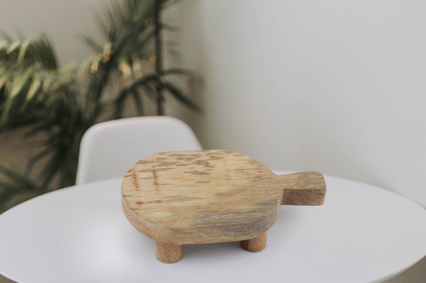 Wooden Handmade Oval Pedestal Tray - Natural