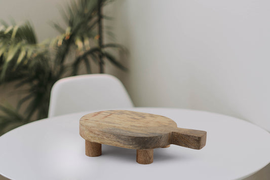 Wooden Handmade Oval Pedestal Tray - Natural