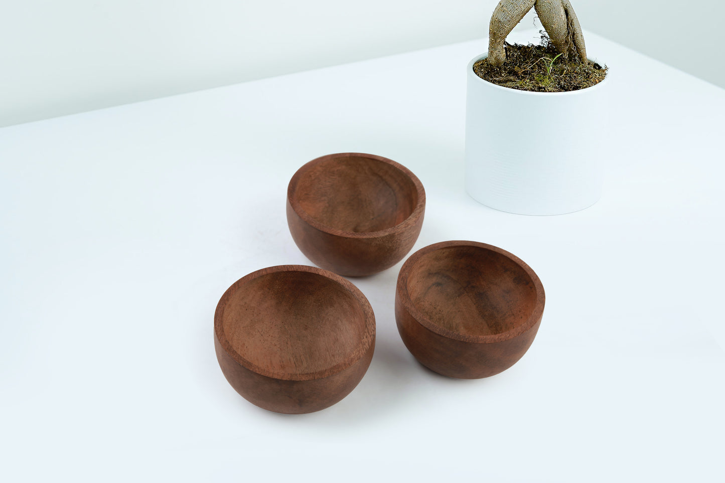 Acacia Wood Dessert Bowls - Set of 3