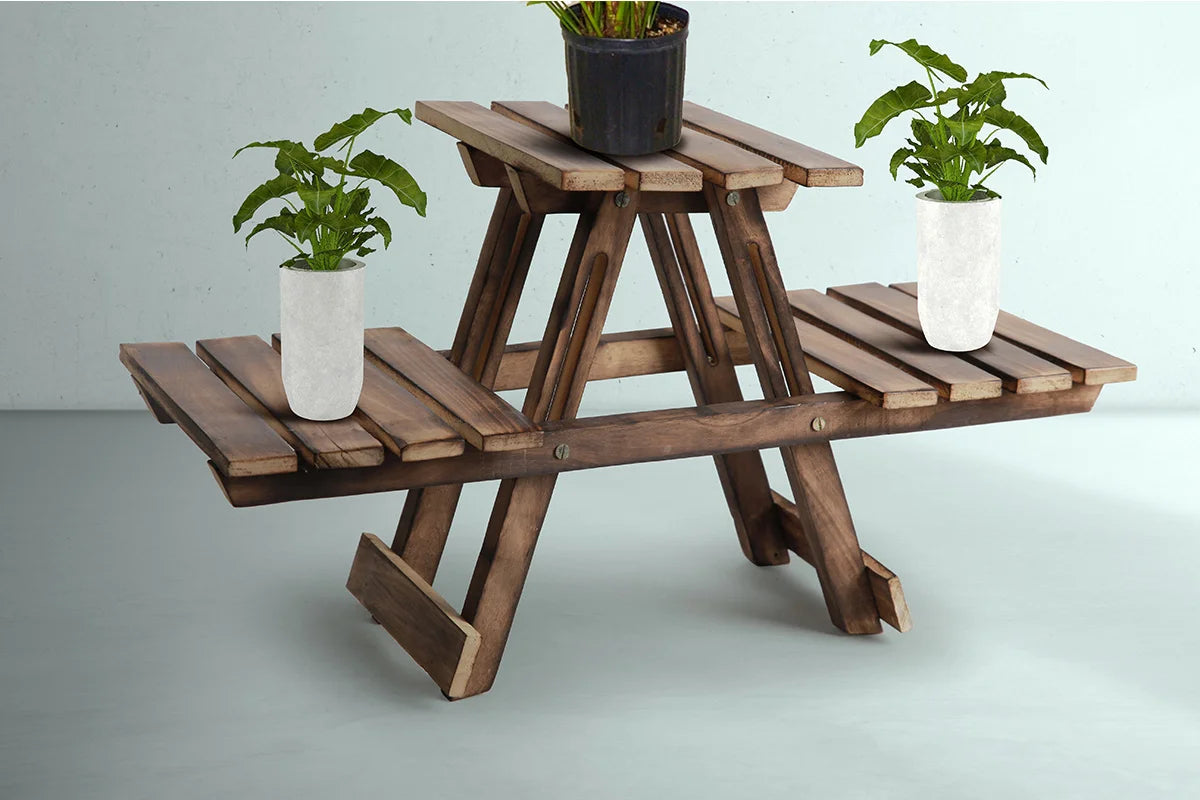 Wooden Handmade Flower Pot Stand with 3 Decks