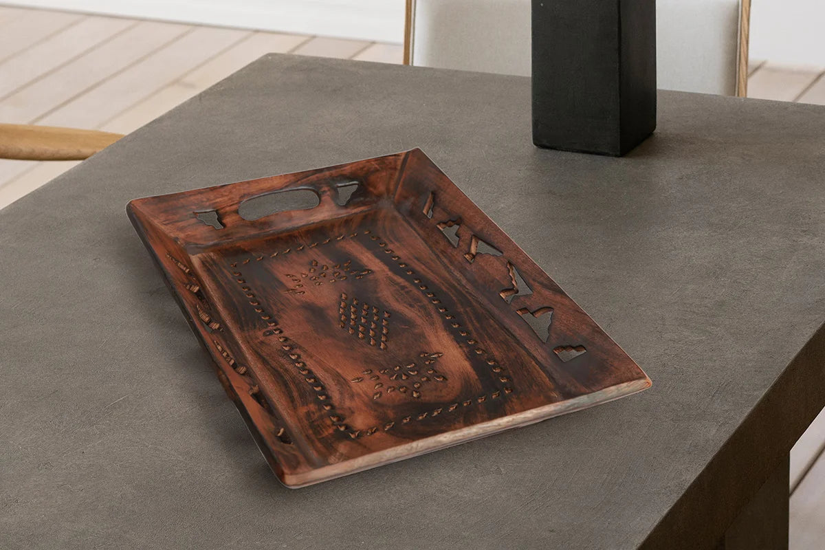 Wooden Handmade Rustic Design Sheesham Wood Tray